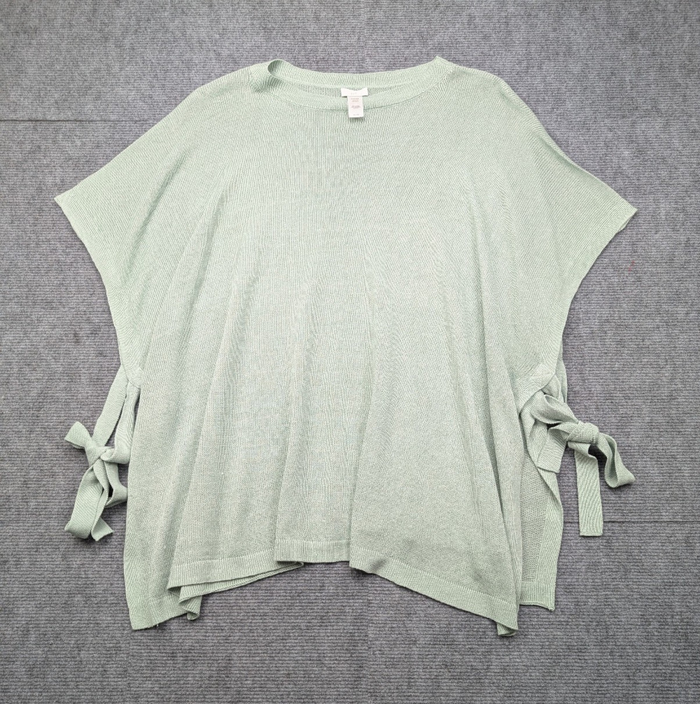 J Jill Linen Poncho Womens One Size Knit Sweater Relaxed Fit Coastal Natural